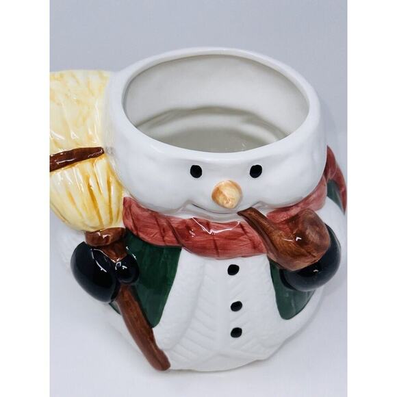 nib Vintage Snowman Cookie Jar 11" Hand Painted Ceramic Christmas Holiday - Picture 5 of 11